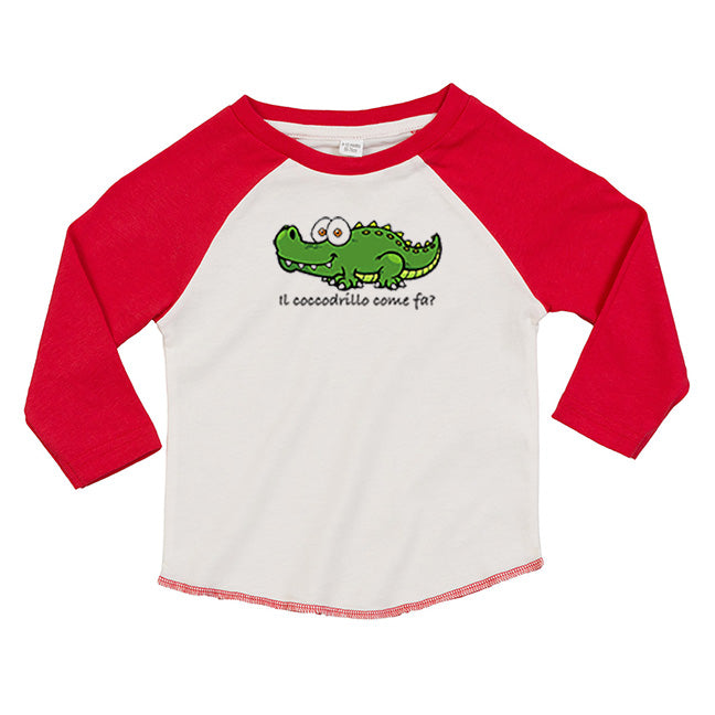 Il Coccodrillo Come Fa Maglia Baby Baseball T-shirt Bambino Cotone Organico